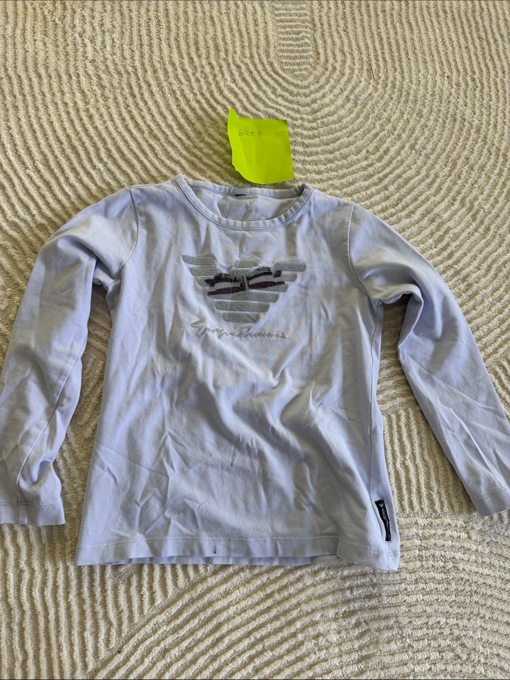 Armani Junior Light Lavender Long Sleeve Top with Heart Logo